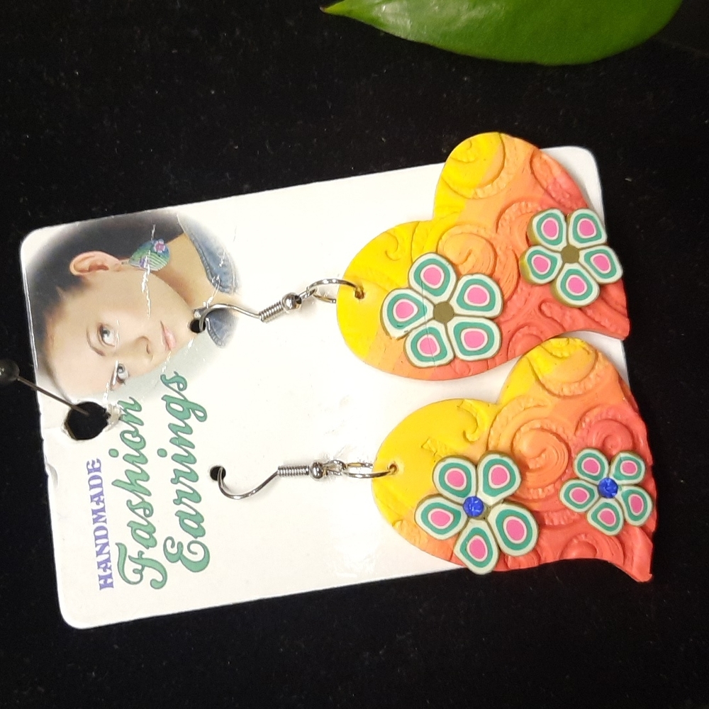 Gypsy Soul Hand made Carrigan sunset heart earrings